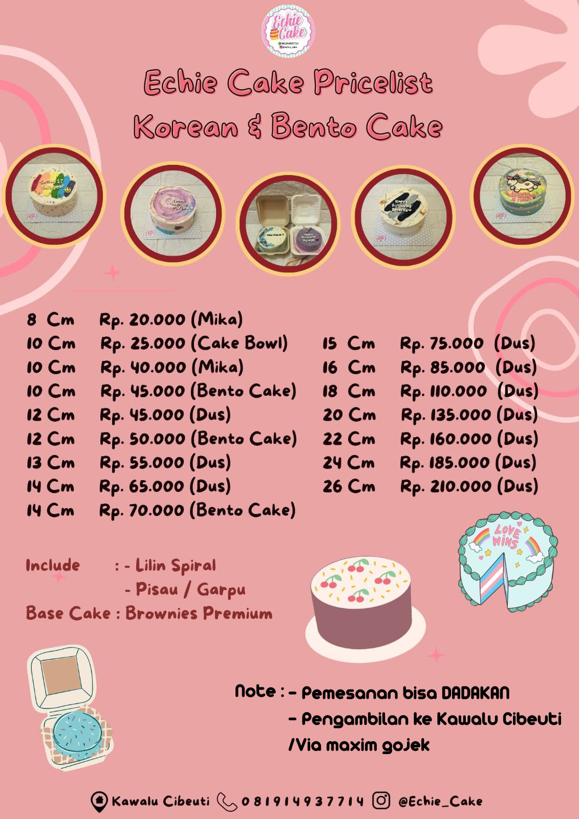 Pricelist Echie Cake
