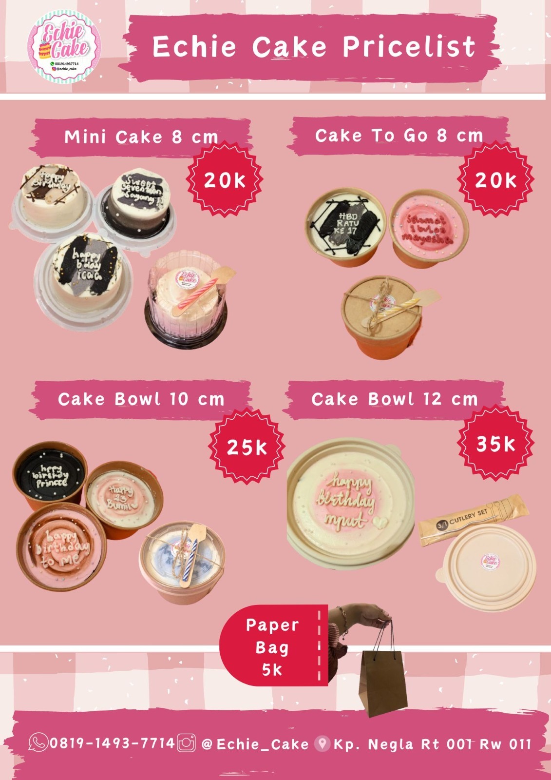 Pricelist Echie Cake