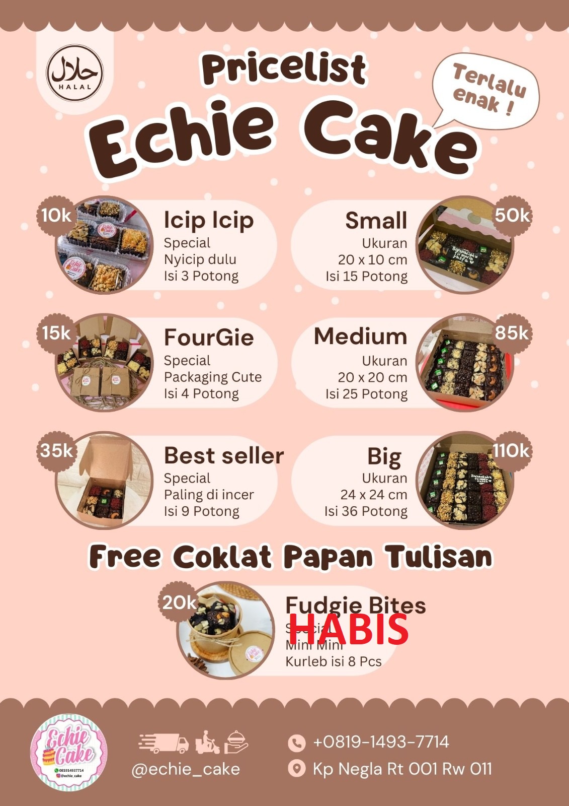 Pricelist Echie Cake